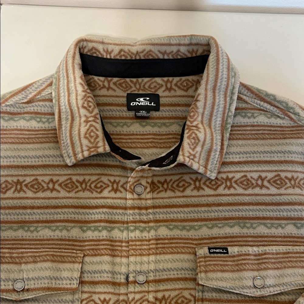 O'Neill Geometric Patterned Shirt in Tan and Brown